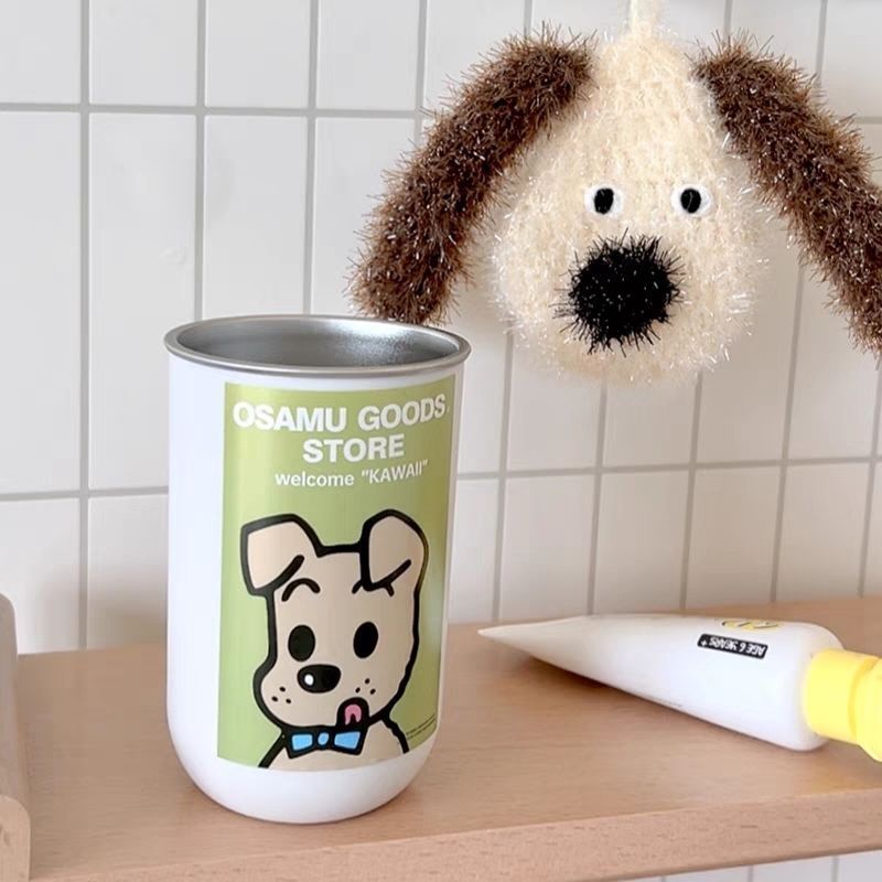 녹색 강아지 구강청결제 컵 + 칫솔 2개 - 표준