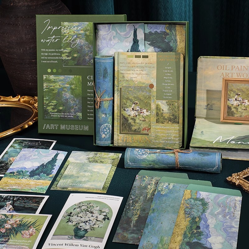 Cross-Border Retro Handbook Gift Box Notebook Oil Painting Handbook Gift Box Exquisite Handbook Set Gift Wholesale