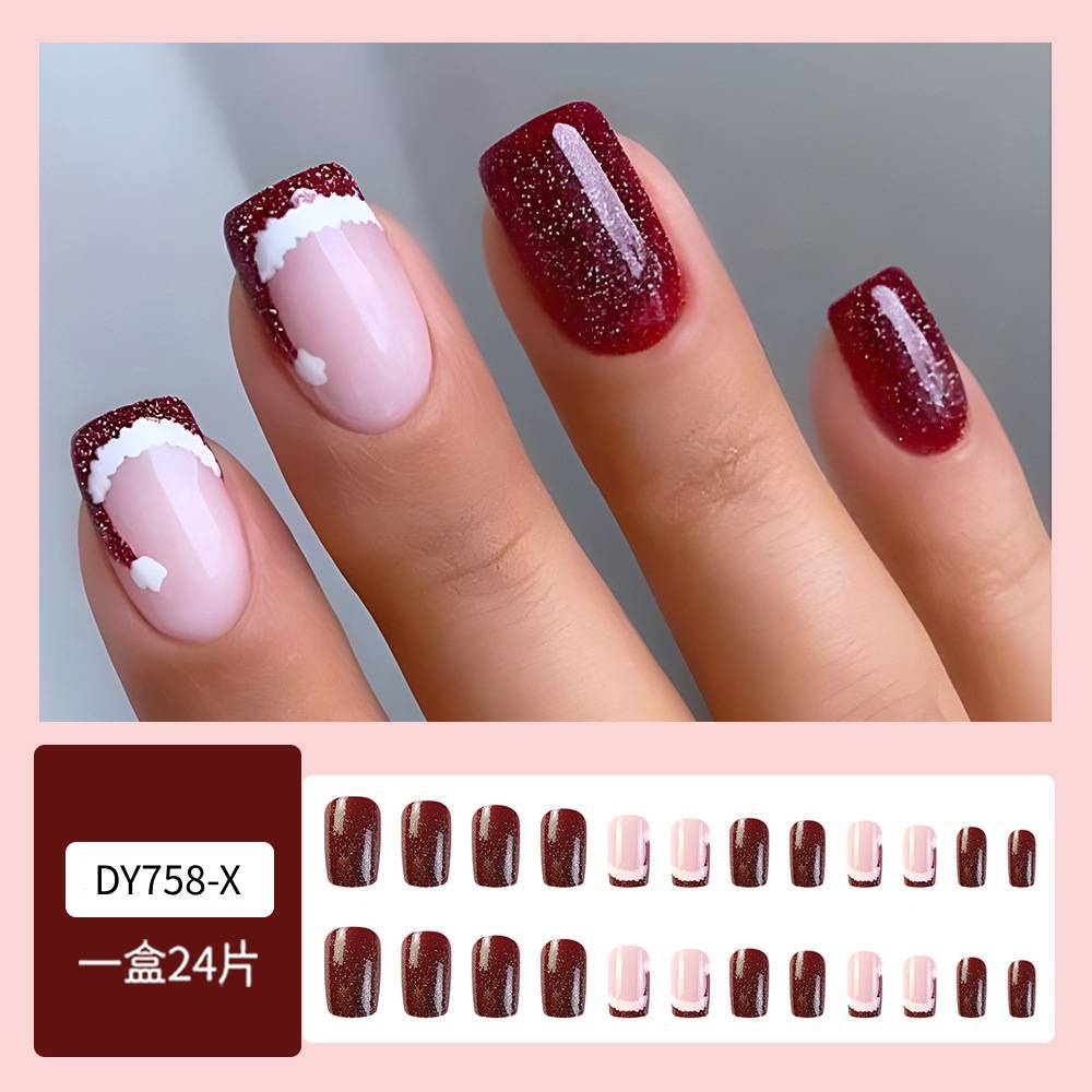 Navidad desgaste uñas especial pieza de uñas europeo y americano Venta caliente parche de uñas falso lindo sombrero de Navidad uñas pieza de belleza uñas