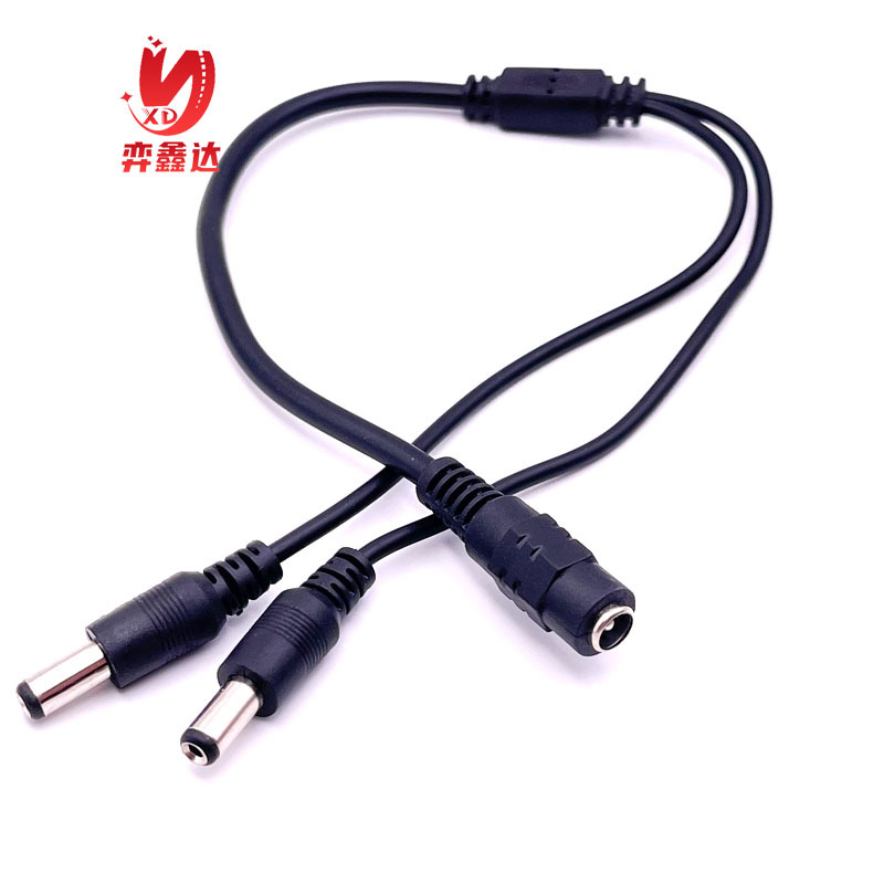12V一分二电源线 DC5521安防监控一拖二电源分流线LED1分二分接线