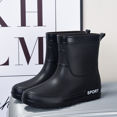 British rain boots for men, mid-calf waterproof fishing take-out water shoes flat rain boots anti-slip kitchen rubber shoes car washing suit shoes