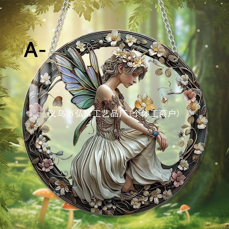 Decoración creativa transfronteriza acrílica disco plano colgar princesa de cuento de hadas belleza figura de captura de sol ventana decoración porche