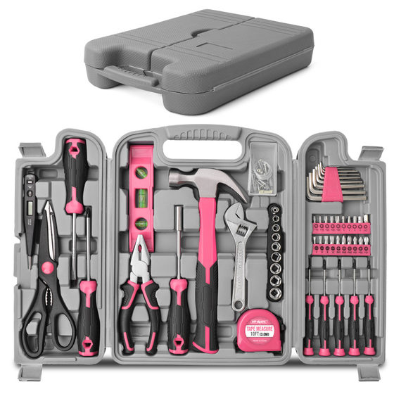 Household tool suit multi-function pink gift home repair toolbox wrench pliers hardware combination suit