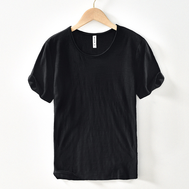 Pure Cotton Soft Bamboo Cotton Short-Sleeved T-Shirt Men's Casual Thin Slim White Half-Sleeved Inner Layering T-Shirt Pure Cotton Soft Bamboo Cotton Short-Sleeved T-Shirt Men's Casual Thin Slim White Half-Sleeved Inner Layering T-Shirt