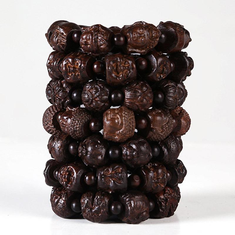 Natural agarwood veneer black wood bracelet brave four-sided Buddha sandalwood Buddha beads carved Buddha Guanyin bracelet jewelry gift Natural agarwood veneer black wood bracelet brave four-sided Buddha sandalwood Buddha beads carved Buddha Guanyin bracelet jewelry gift