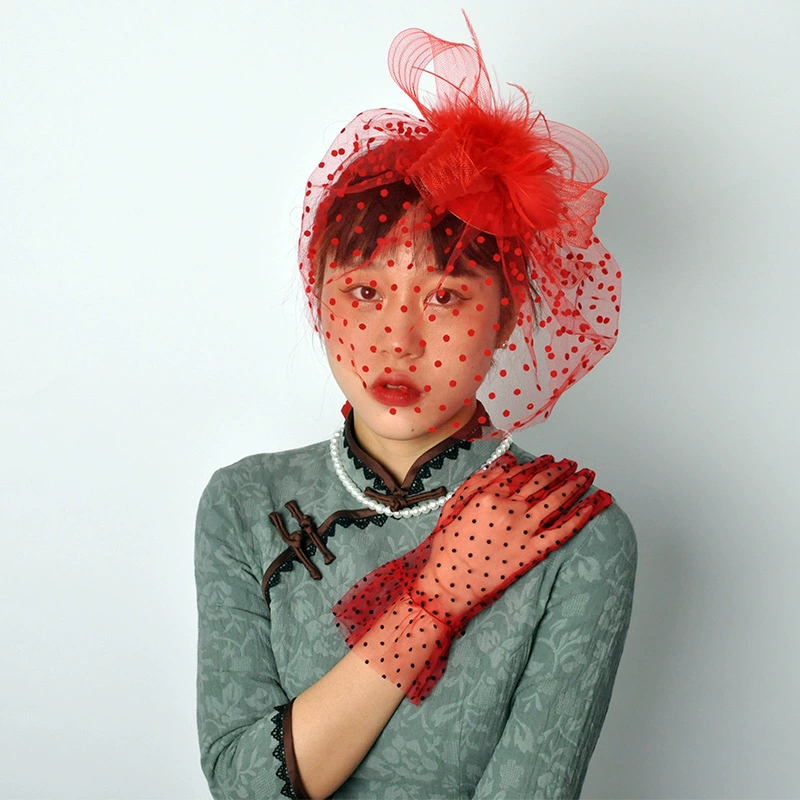 1920-е годы Пром пятно головные уборы вуаль Костюм Европейский и американский Ретро танцевальные перчатки комбинация