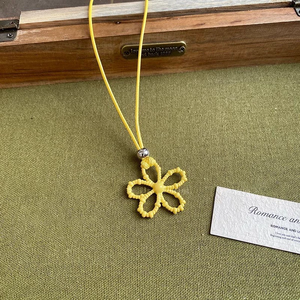 Yellow necklace, flowered