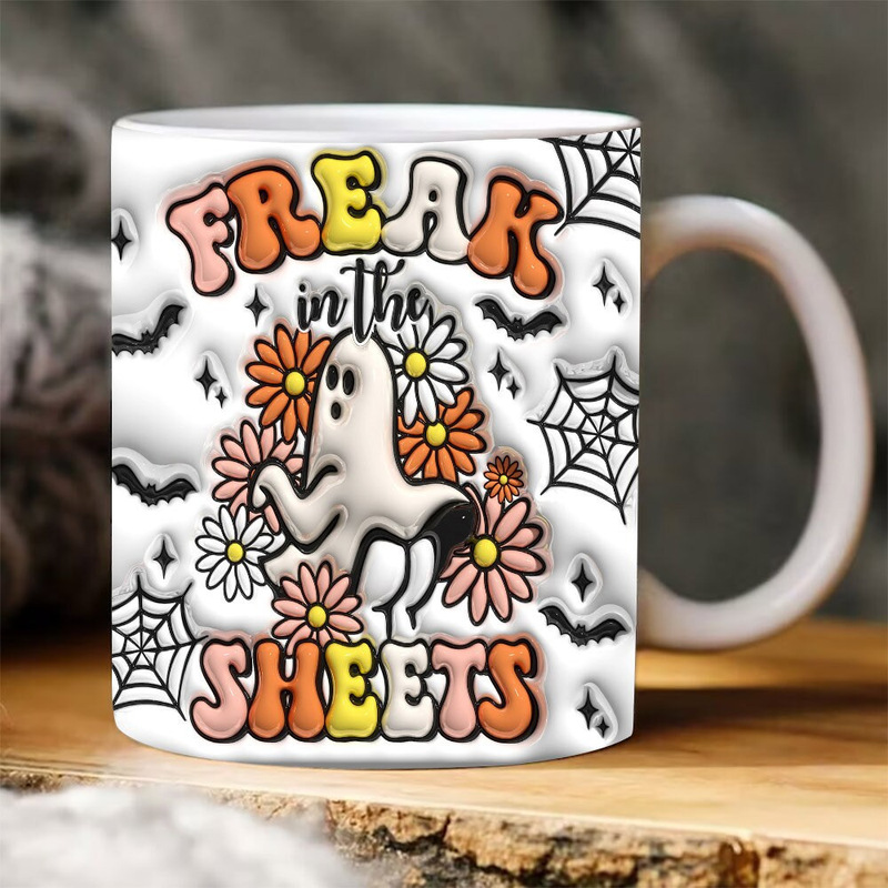 国境を越えた3d SPOOKY幽霊hallowenコーヒーマグカップ水杯ハロウィーンカボチャPumpkin|undefined