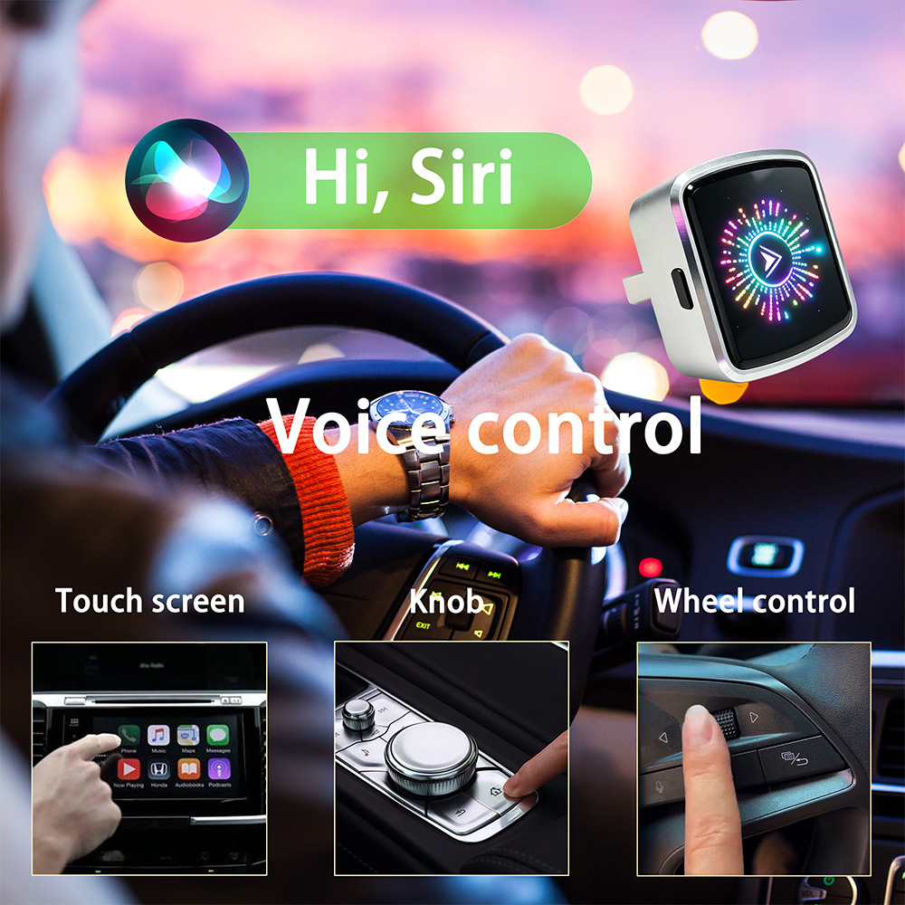 2026 Cross-Border Crystal-Style Smart Button Wireless Carplay Box Android Auto Car Connectivity Two-In-One