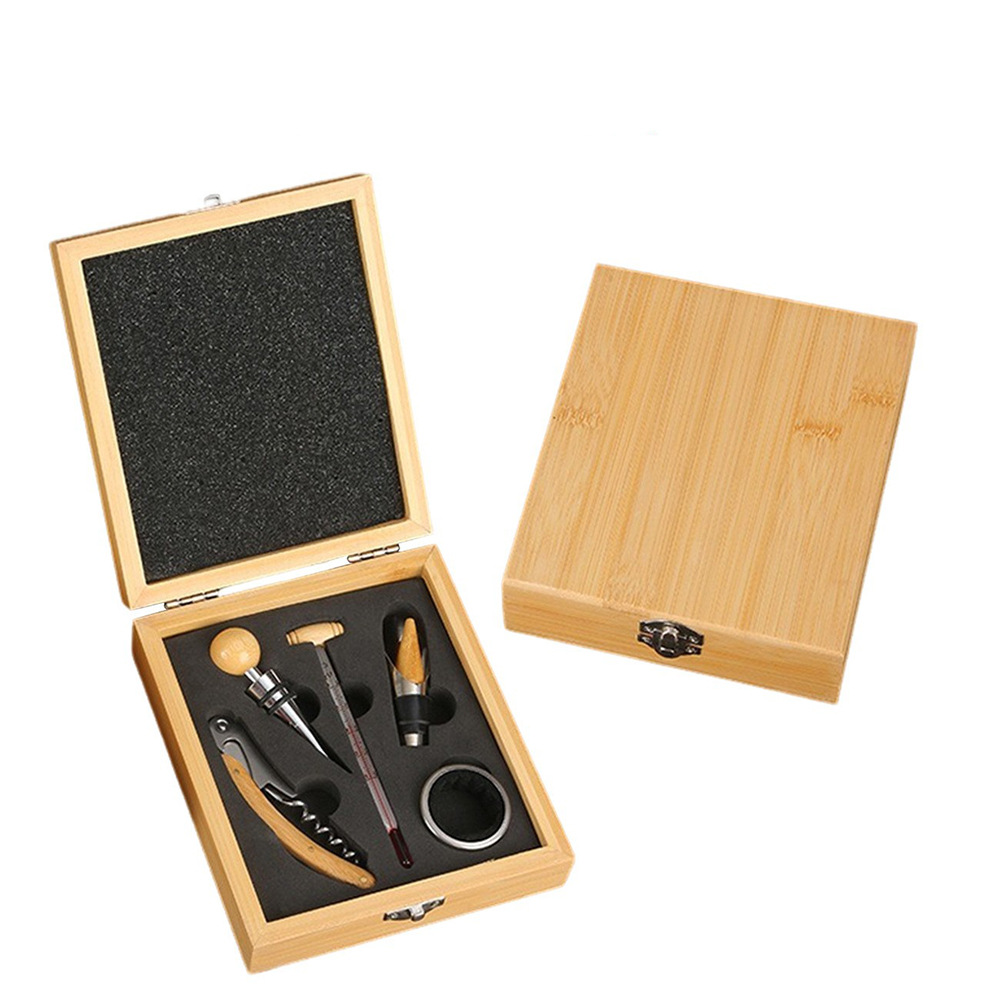 대나무 (칼 + 와인 푸어러 + 둥근 와인 마개 + 온도계) + 와인 링