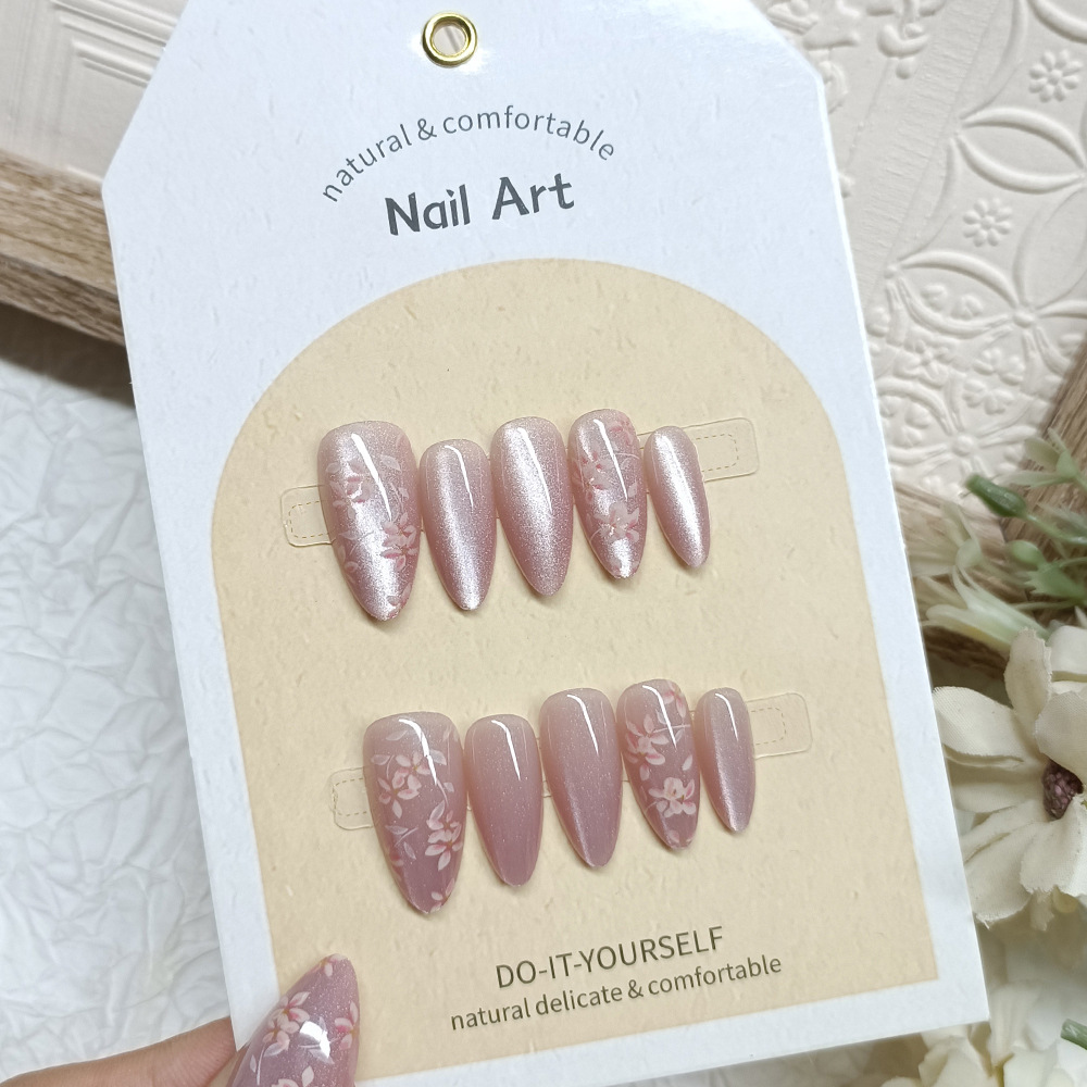 Manicura de Año Nuevo, 10 piezas de diamantes de perlas hechos a mano, arte de uñas portátil, parche de uñas Xiaohongshu, venta al por mayor