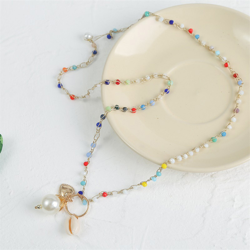 Bohemian trend woven shell beaded pendant long crystal necklace wholesale Nihaojewelry
