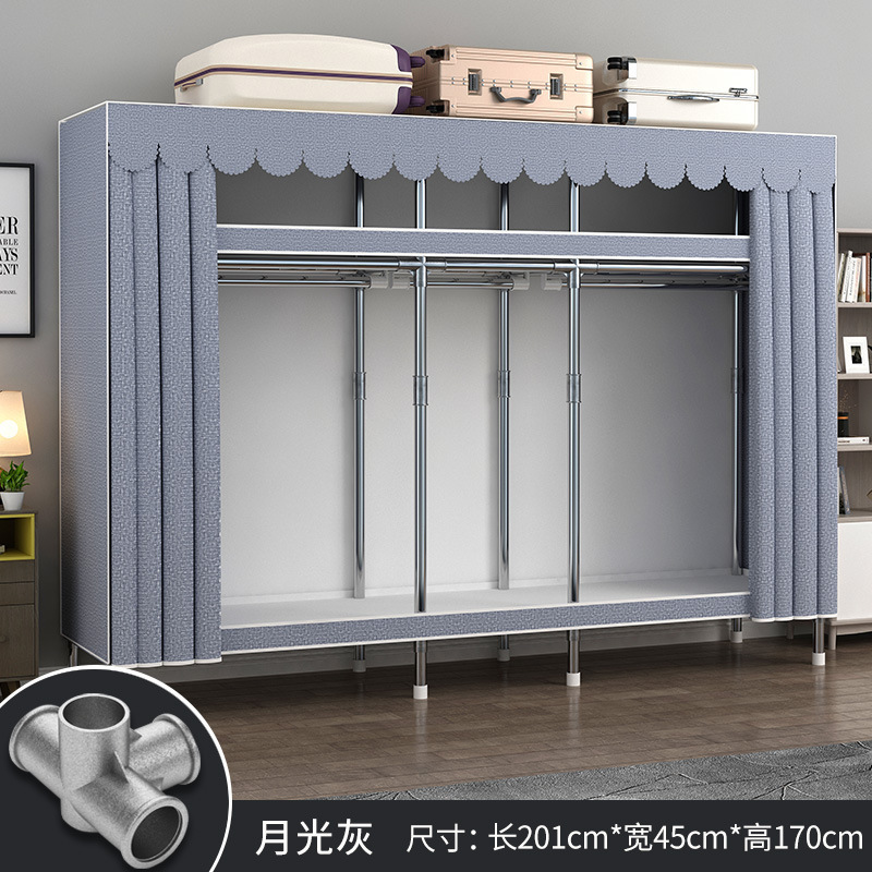 简易衣柜家用卧室组装布衣柜钢管加厚加粗结实耐用布衣橱出租房用|undefined