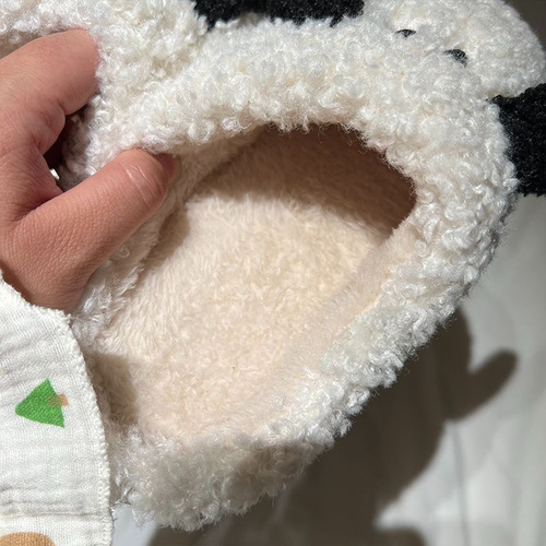 Winter Cotton Slippers for Women Autumn and Winter Indoor Non-slip Home Use Cute Couple Plush Warm Footbed Cotton Shoes for Men