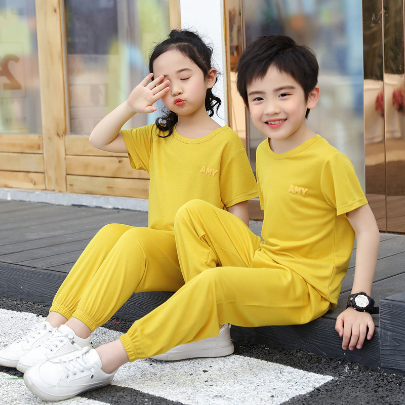 children Thin section summer Borneol Short sleeved Knickers suit Boy Sunscreen half sleeve girl Mosquito control trousers pajamas