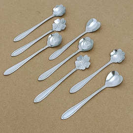 不锈钢短柄樱花勺创意心型花朵勺甜品冰勺马克杯搅拌勺咖啡勺礼品