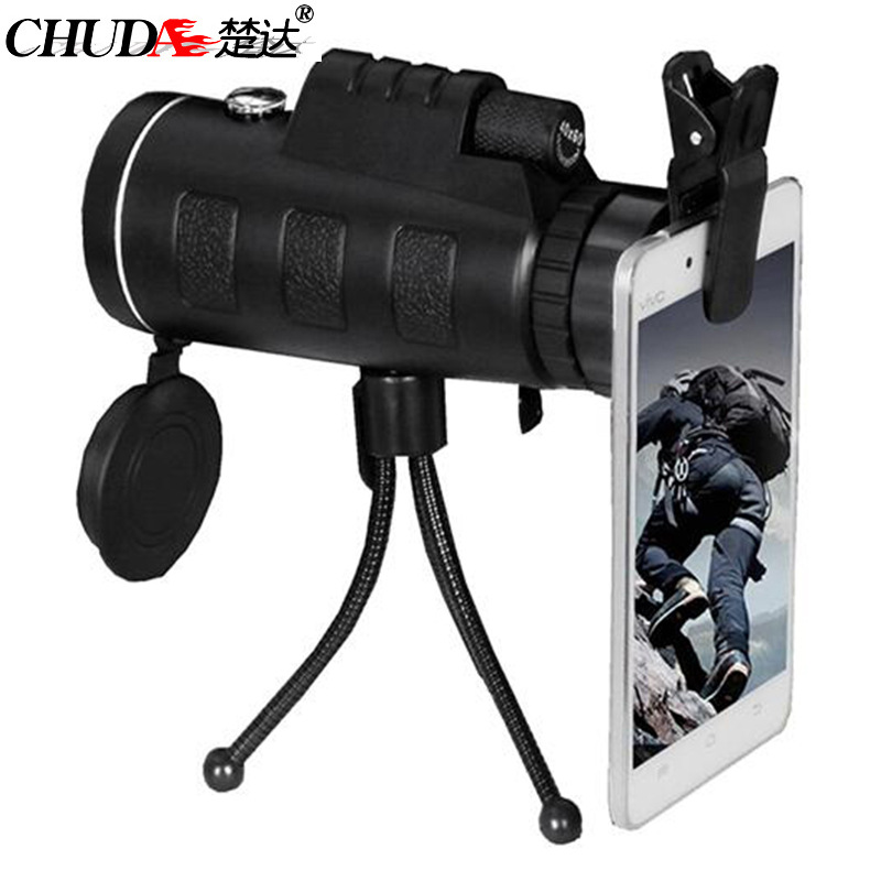 楚达厂家单筒40X60高清双调手机望远镜 带指南针户外拍照望远镜