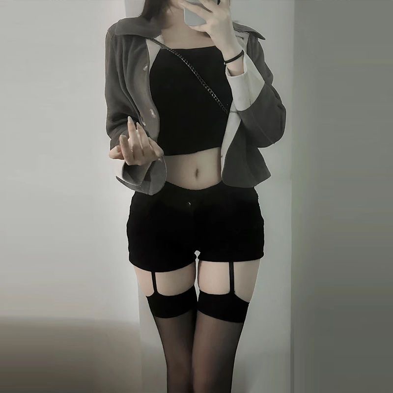 Desire Ultra-Thin Black Silk Suspender Over-The-Knee Socks for Women Ins Invisible Sexy Contrasting Pure Lust Style High Long Tube Thin Stockings