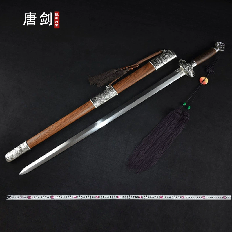 Longquan Jiangqi Sand Silver Lotus Sword Tang Sword Pattern Steel Hand-Forged One-piece Long Sword Cold Weapon Unedged