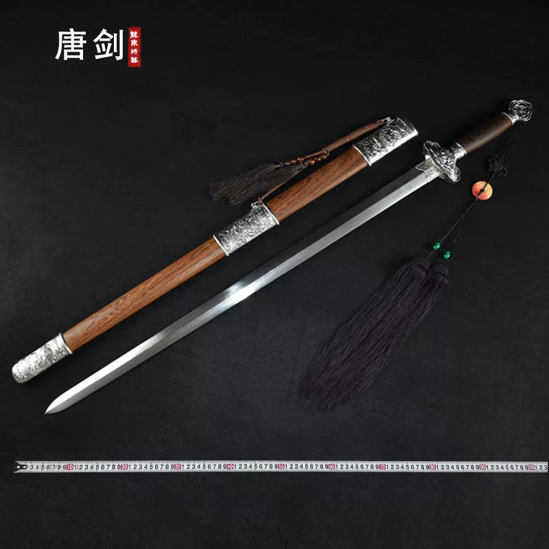 Longquan Jiangqi Sand Silver Lotus Sword Tang Sword Pattern Steel Hand-Forged One-piece Long Sword Cold Weapon Unedged