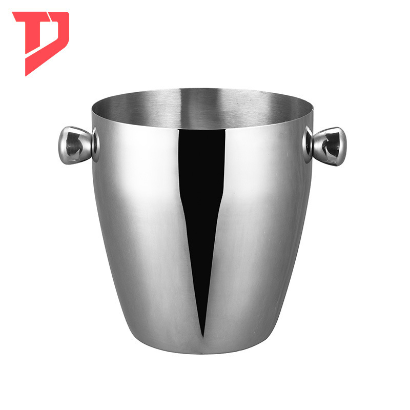 Acero inoxidable 304 cubo de hielo de doble capa 2L cubo de hielo engrosado cubo de hielo Cubo de vino tinto bar set de vino Cubo de cerveza helada