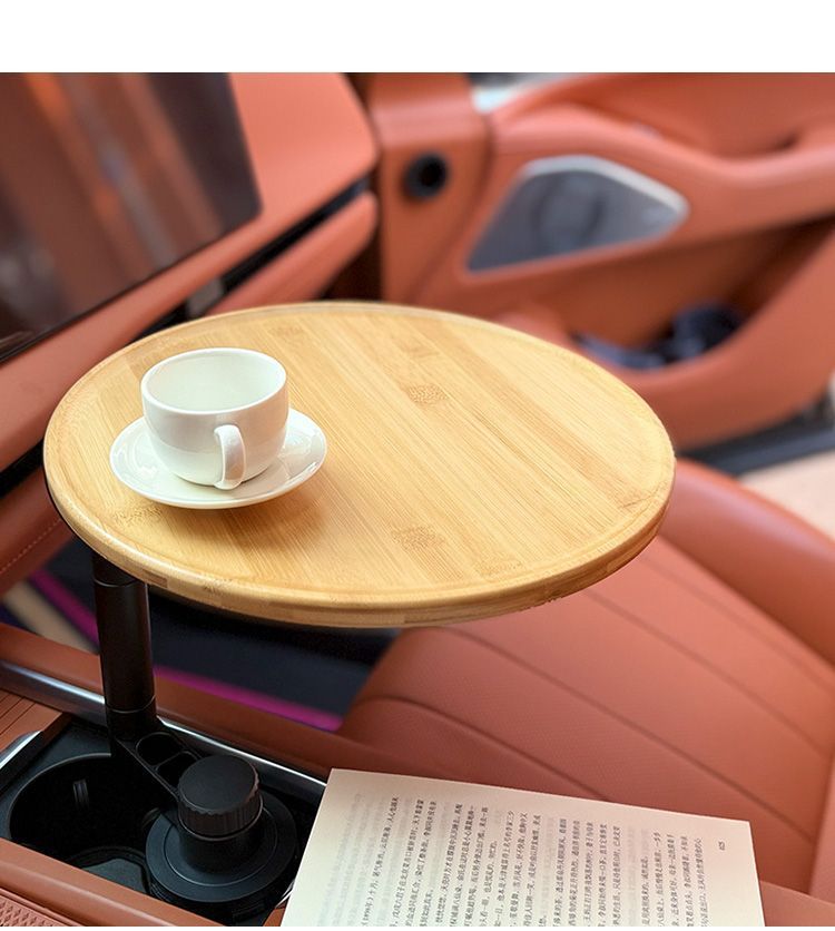 High-End Universal Car-Mounted Floating Small Table Tray with Cup Holder, Tea Tray, Tea Table Storage Accessory