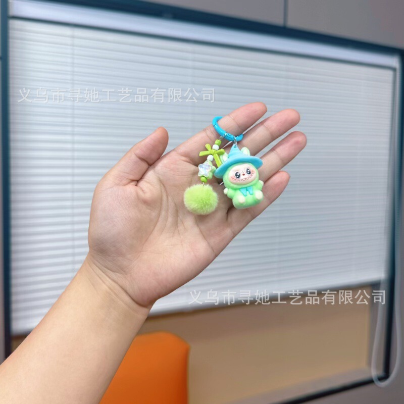 植绒迷你labubu二创猛粒搪胶萌粒包包手机挂件可爱钥匙扣闺蜜礼物|undefined