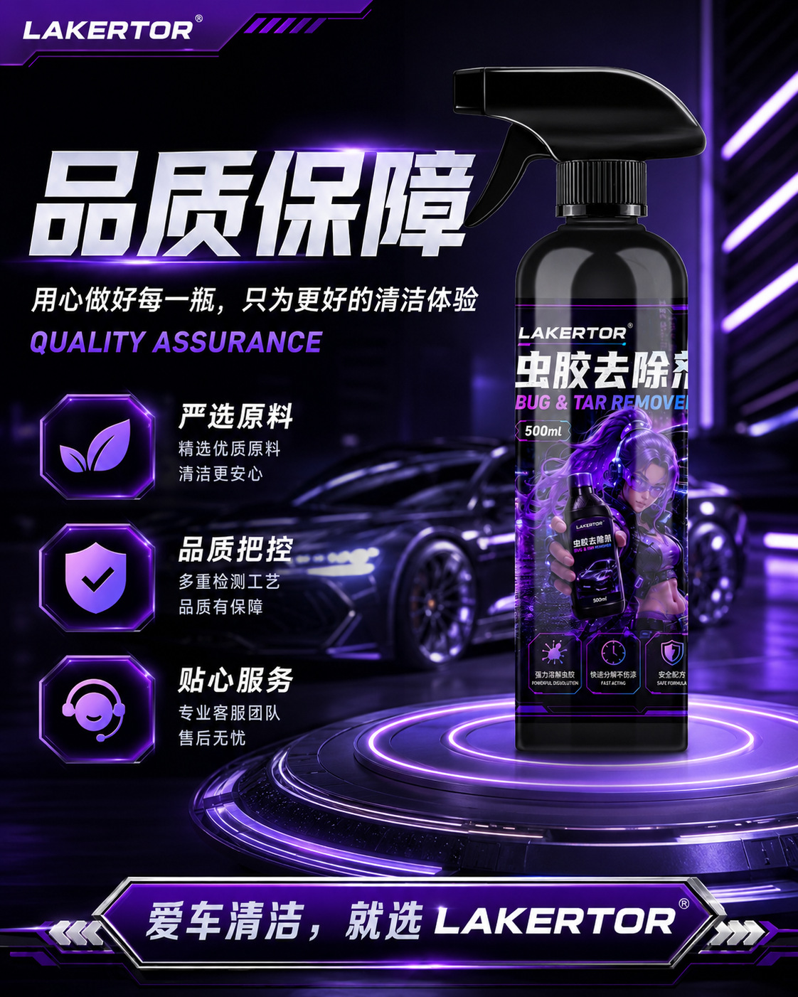 Lakertor Shellac Remover Car Cleaner Oil Film Remover Car Wash Liquid Maintenance Agent