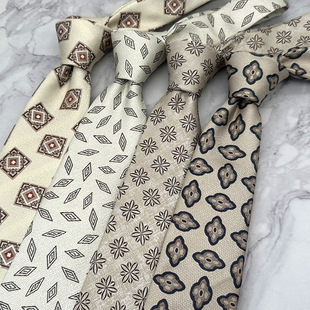 Tie Men's Rice Apricot Light Color Pattern Artistic Niche Fresh College Style Fashionista Dress Business Casual Tie