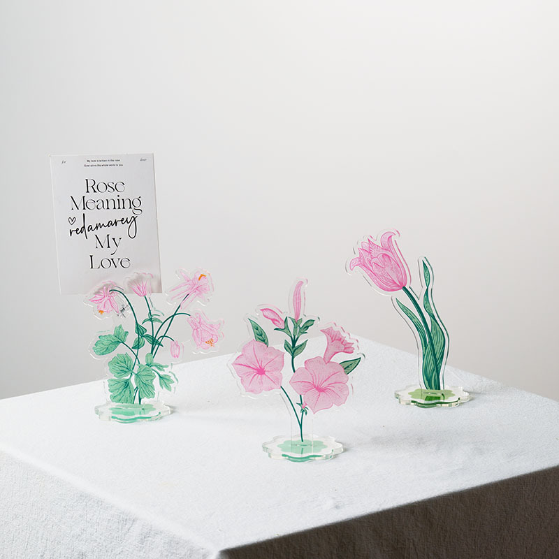 Acrylic Stand-Up Ornaments Desktop Decoration Cute Flower Gift Decoration Home Decoration Cross-Border Message Holder