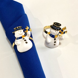 Cross-Border Popular Christmas Series Snowman Napkin Buckle Hotel Christmas Theme Snowman Napkin Ring Wholesale