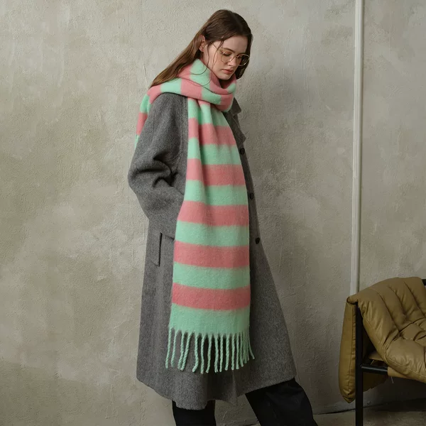 Cross-Border Manufacturer 10-Color New Acrylic Imitation Cashmere Plaid Scarf for Women with Tassels, Thickened for Autumn and Winter, Warm Neck Scarf and Shawl