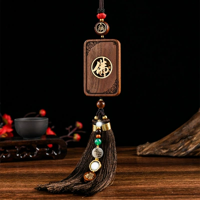 Car hanging – Rosewood Blessing Brand High-End Car - double-sided-wood-hollow-pendant-buddha-edgetassel-style