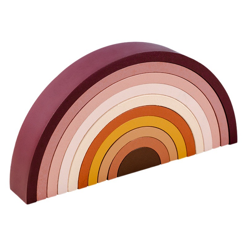Suministro directo de fábrica transfronterizo de 10 capas de bloques de construcción de arco iris villano DIY montaje educación temprana arco educativo montaje de juguetes de madera