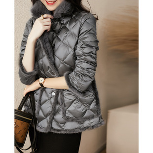 Mink Fur Stitching 95 White Goose down Classy down Jacket 2025 Classy Women's Gray Short Outwear to Protect Against Cold