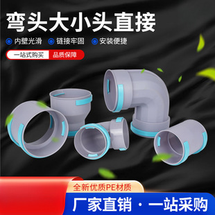 Fresh air system PE pipe fittings direct 90 degree elbow 75 110 soft PE pipe air box oblique three-way air valve wholesale