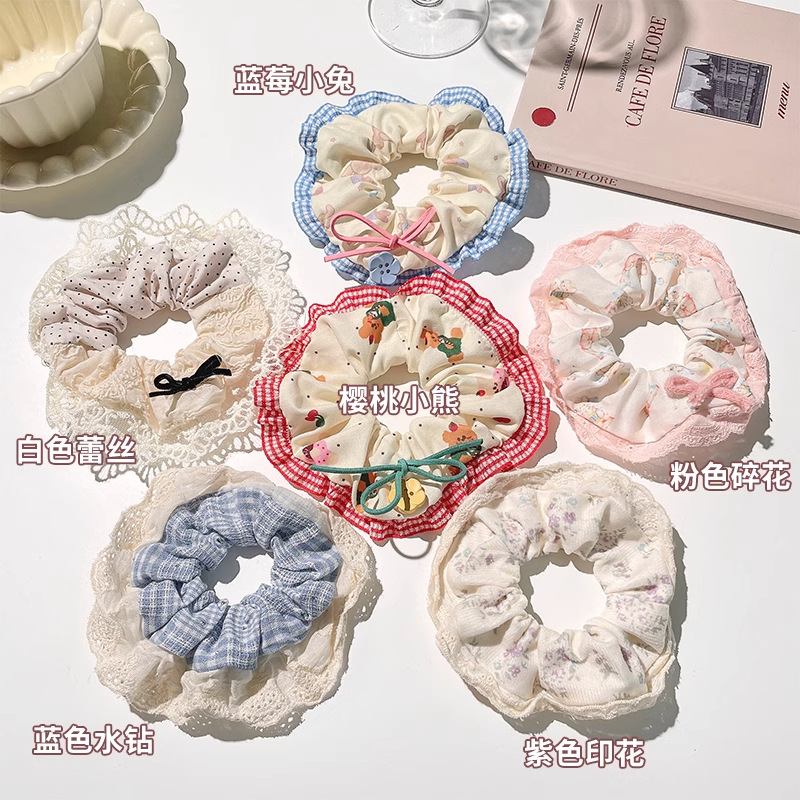 Temperamento flor triturada intestino grueso anillo para el cabello de mujer alta cola de caballo correa 2025 nuevo dulce no daña cabello cuerda para el cabello