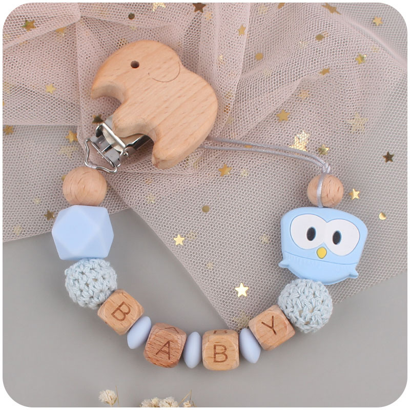 Suministros para bebés dibujos animados animal Rana pájaro mordedor chupete cadena calmante bebé mordedura molar cadena anti-caída