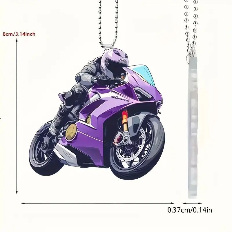Explosiones transfronterizas de motocicleta acrílica 2D decoración plana para automóviles colgantes mochilas colgantes regalos de vacaciones