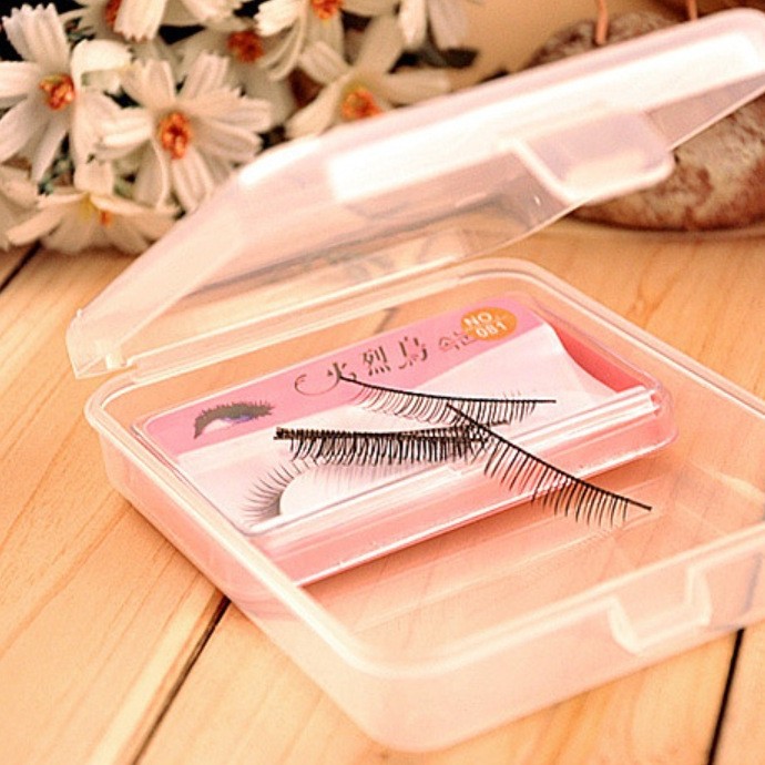 Caja de joyería de esponja de maquillaje transparente simple pequeña caja de almacenamiento cuadrada caja de polvo decoración de pestañas