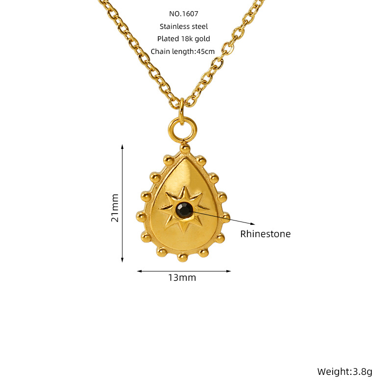 Collar de acero inoxidable retrógrado francés de ocho estrellas personalidad de moda de estilo de moda de colgante de metal de acero de acero clavícula para mujeres