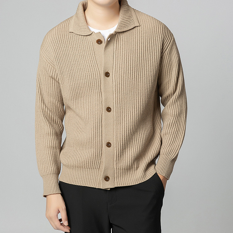 Suéter tipo abrigo para otoño e invierno, cárdigan de punto grueso para hombre, de color liso, estilo holgado, informal, para comercio exterior.