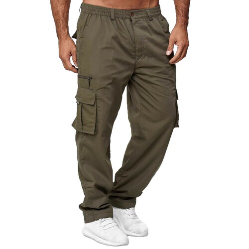 Relaxed-fit Men's Summer Thin Casual Trendy Streetwear Trousers with Multiple Pockets