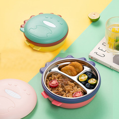 新商品アニメ恐竜分格食事皿ステンレス赤ちゃん注水食事皿補助ボウル取り外し可能吸盤付き