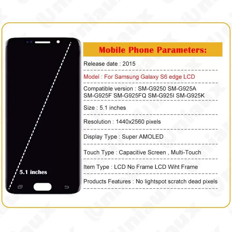 Подходит для Samsung Samsung S6 EDGE G925 экран сборка оригинальный ЖК дисплей внутренняя и внешняя интегрированная экран