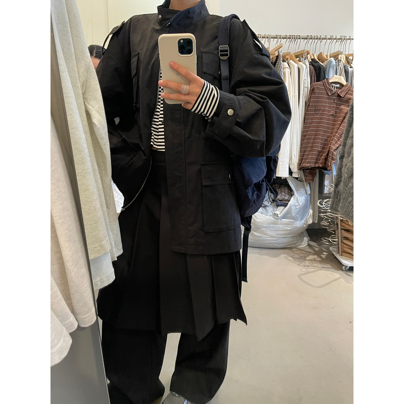 SANBARA-重工立体口袋中长款休闲工装风衣99155|undefined