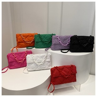 Textive Bag 2024 Autumn and Winter New Fashion Simple Prism Shoulder Crossbody Bag Chain Simple Underarm Small Square Bag