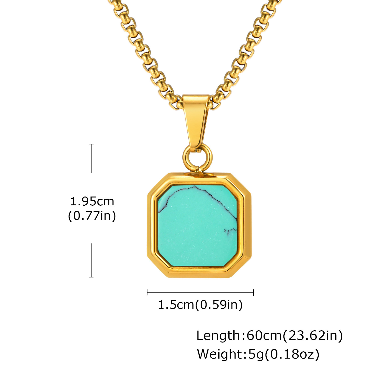 체인이 없는 금색 터키석 펜던트
