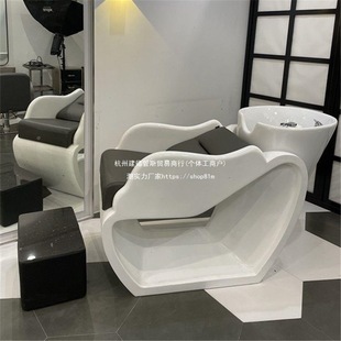 Hair Salon Massage Barber Shop Shampoo Bed Flushing Ceramic Head Therapy Stainless Steel Internet Celebrity Hair Salon Semi-Reclining Bed
