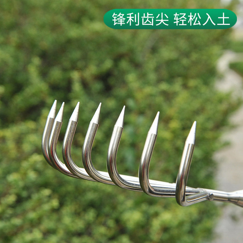 Manufacturer direct supply of sea catching tools stainless steel integrated rake gardening tools stainless steel small rake